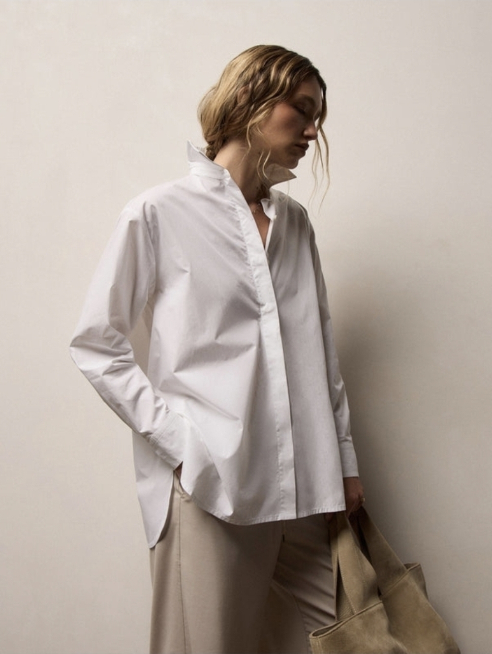JAMES PERSE Supima Poplin Shirt, White, S
